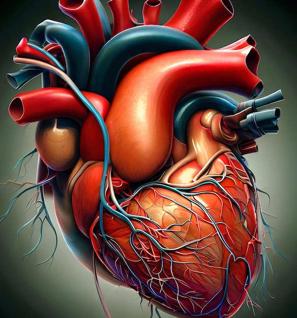 A digital painting of a human heart