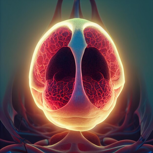 A digital painting of a human lungs.