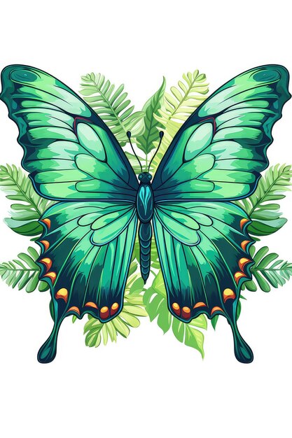 digital painting illustration of a Butterfly in a jungle forest