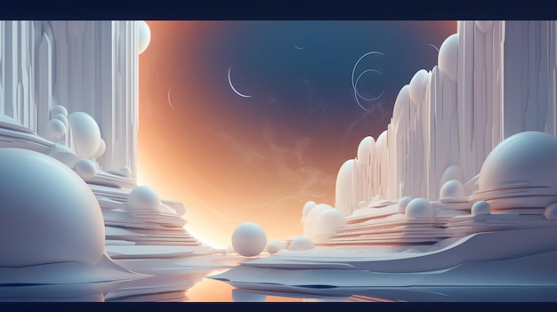 A digital painting of a landscape with a planet in the background.