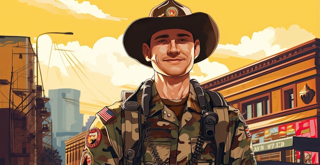 A digital painting of a man in a military uniform