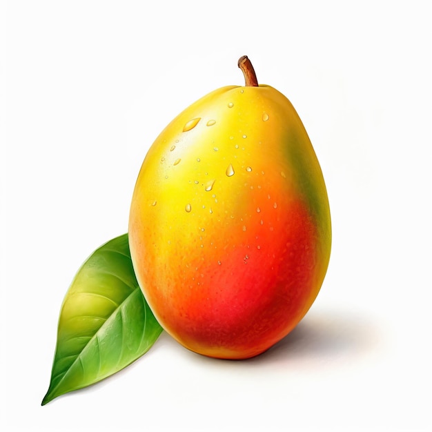 Digital painting of mango on white background