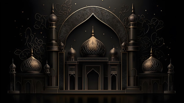 A digital painting of a mosque with a dome in the middle generative ai technology