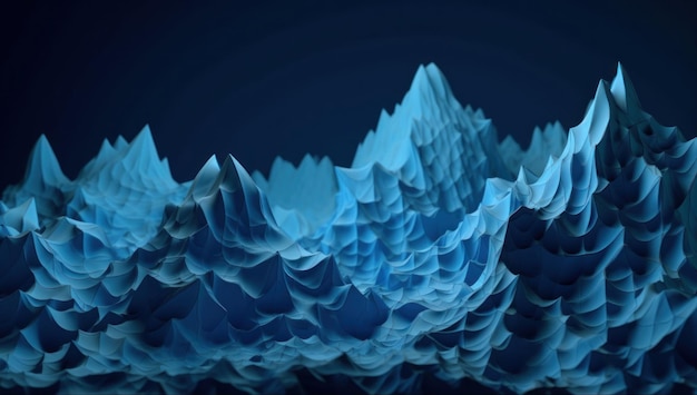 A digital painting of mountains in blue