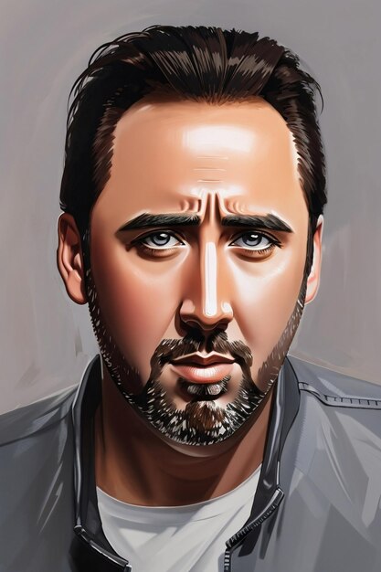 Photo digital painting of nicolas cage