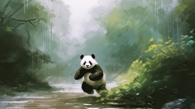 digital painting panda HD 8K wallpaper Stock Photographic Image