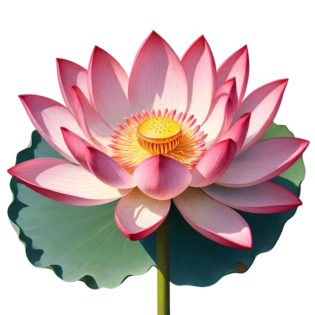 Photo digital painting of a pink lotus in detail