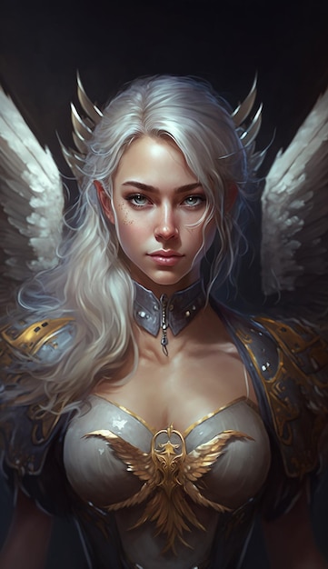 digital painting portrait of the fairy priestess young lady having wings insanly gorgeous pretty