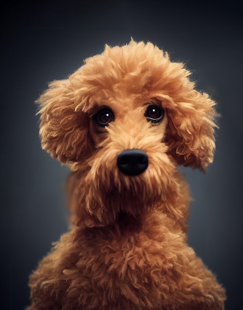 A digital painting portrait of a white Poodle dog with studio lighting