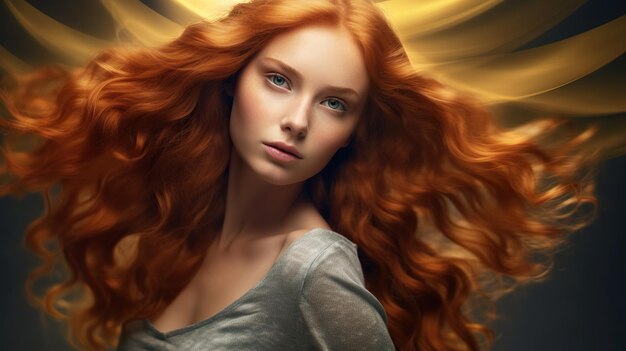 Digital painting of a red head beauty