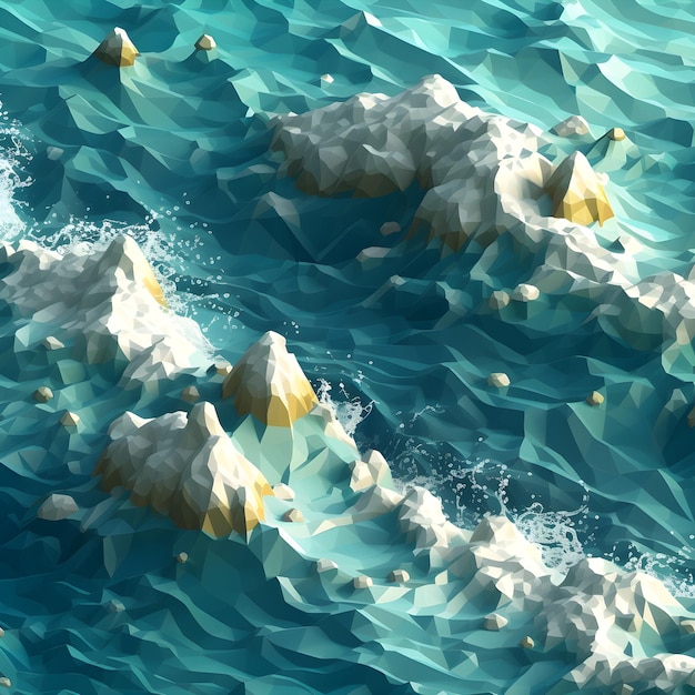 A digital painting of a sea scene with a white iceberg in the middle.