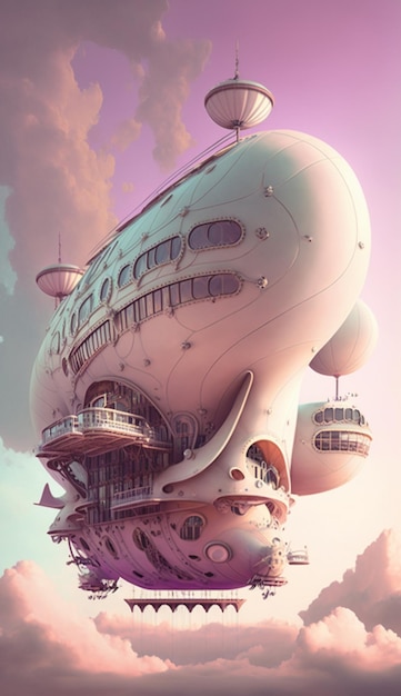 A digital painting of a ship called the airship