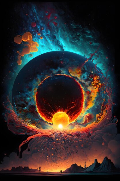 A digital painting of a sphere with the word eye on it