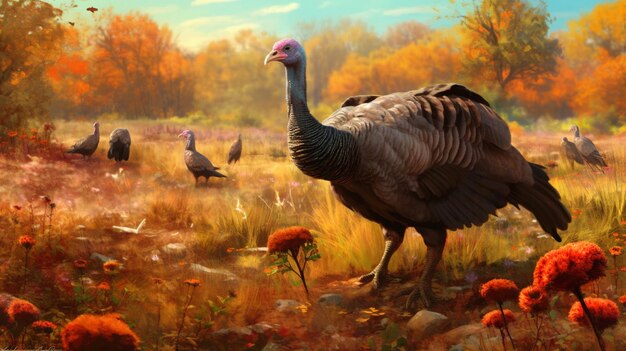 A digital painting of a thanksgiving themed wildlife photography workshop