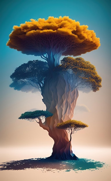 A digital painting of a tree with the word tree on it