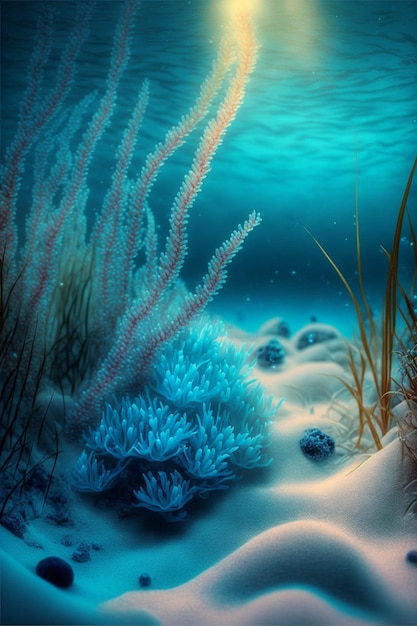 Digital painting of an underwater scene generative ai