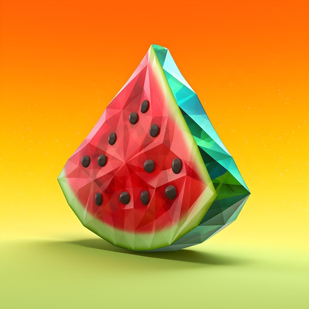 A digital painting of a watermelon with the word watermelon on it.