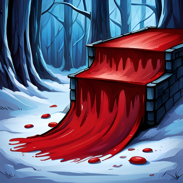 digital painting with blood and snow concept