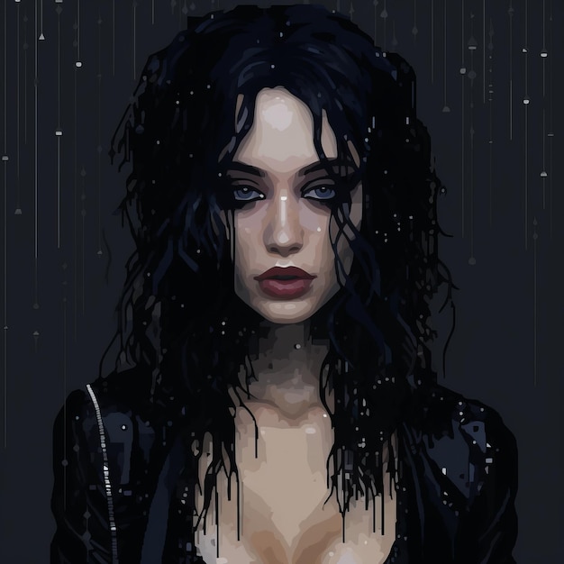 A digital painting of a woman in the rain