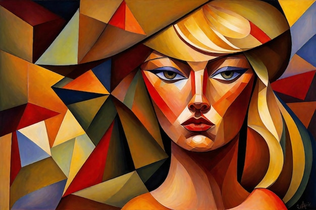 三角形の形をした女性の顔のデジタル絵画