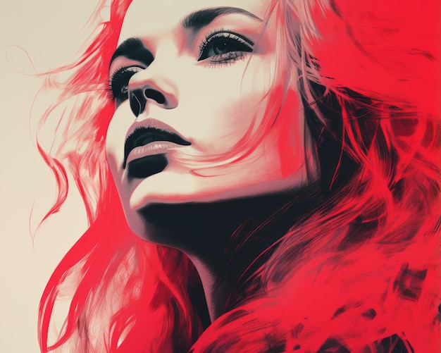 a digital painting of a woman with red hair