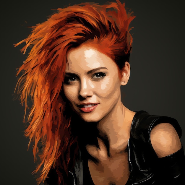 a digital painting of a woman with red hair