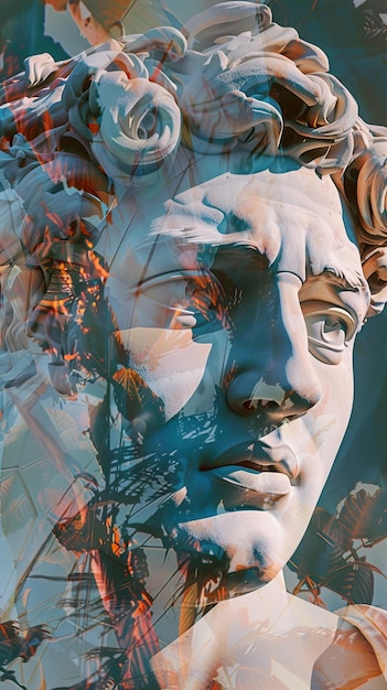 a digital painting of a womans face with a pattern of the image on it