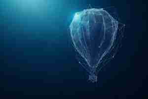 Photo a digital parachute in a digital backdrop a technological image with a space generative ai