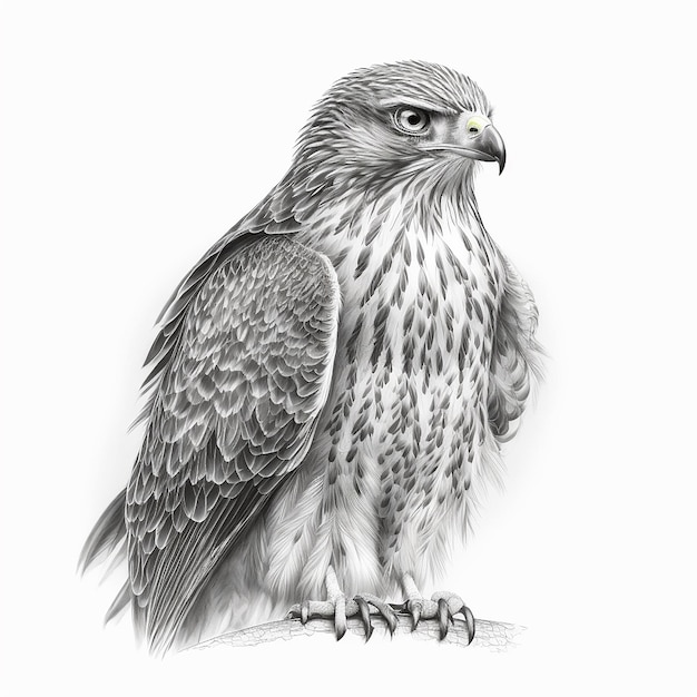 Digital pencil sketch hawk bird drawing picture AI Generated