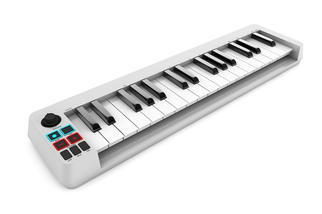 Digital Piano Synthesizer on a white background. 3d rendering