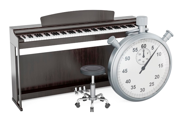 Digital piano with stopwatch 3D rendering