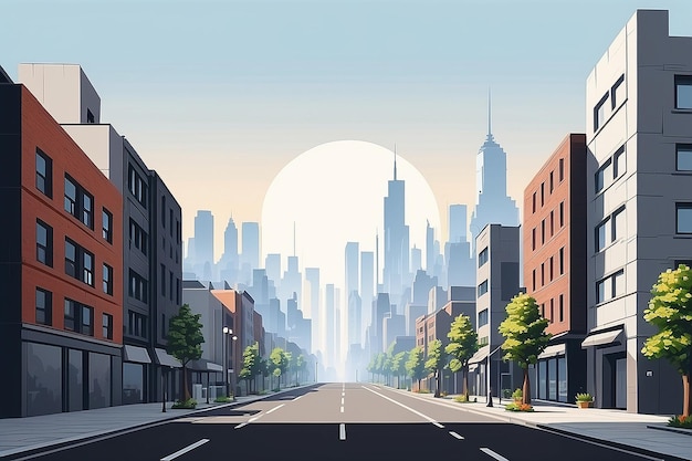 Photo digital pixel art cityscape wall mockup