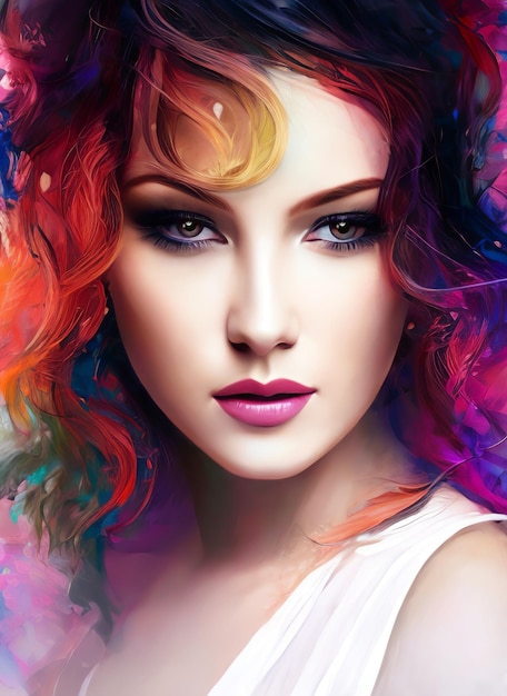 Digital portrait of a beautiful face. Abstract Illustration of a beautiful girl.