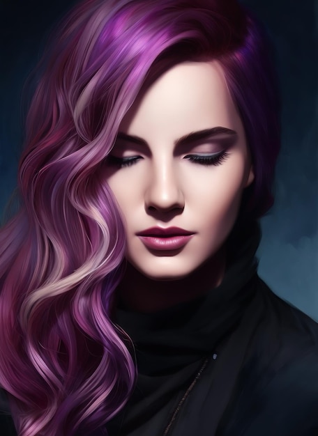 Digital portrait of a beautiful face. Illustration of a beautiful girl.