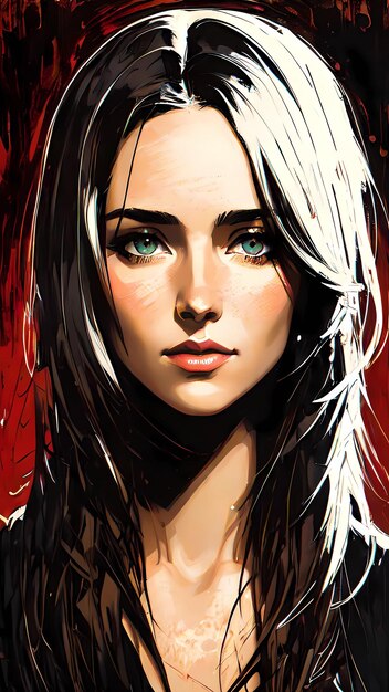 Digital portrait of a beautiful female character illustration