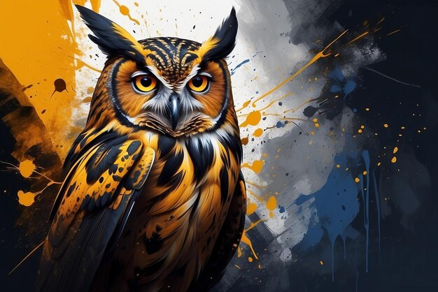 Digital portrait of an owl