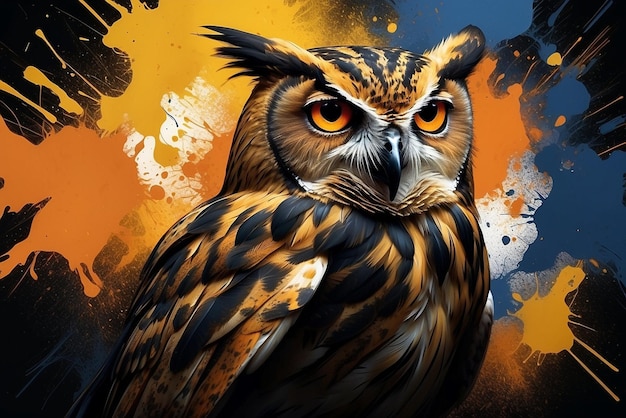 Digital portrait of an owl