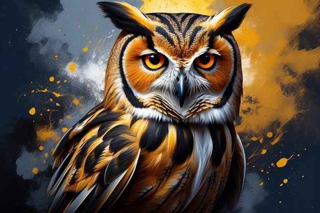 Digital portrait of an owl