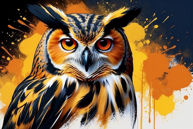 Digital portrait of an owl