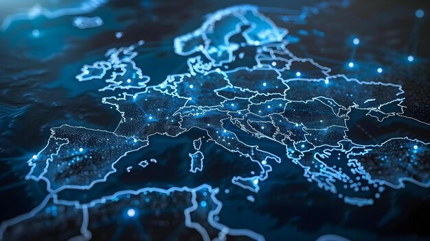 Photo digital pulse of western europe a cyberconnected landscape concept cybersecurity technology trends data privacy internet infrastructure digital innovation