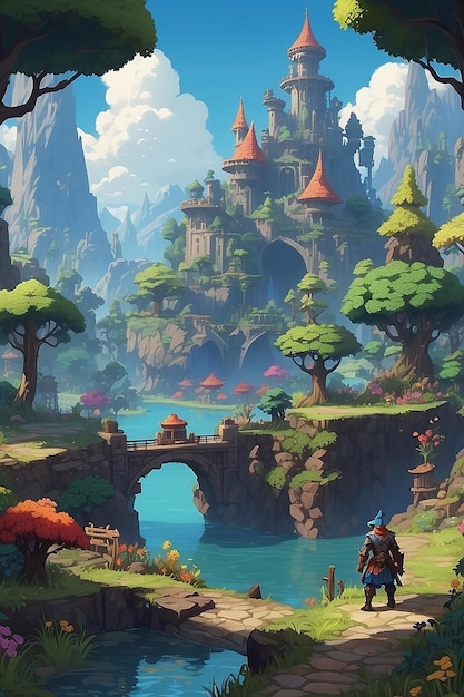 Premium AI Image  A digital realm with pixelated creatures and landscapes reminiscent of 