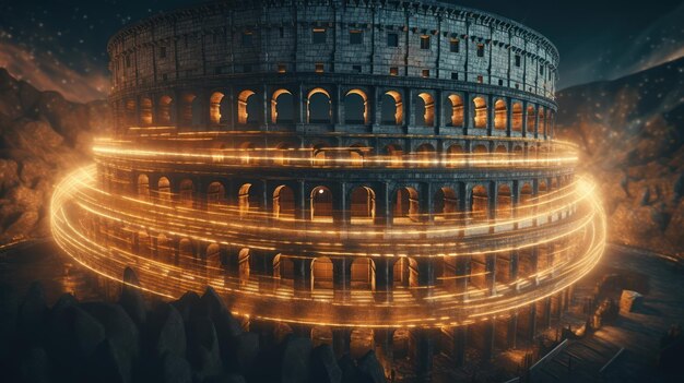 Foto un rendering digitale del colosseo a roma.