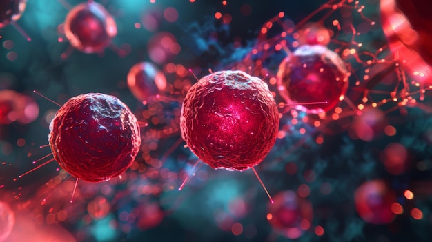 A digital replication of blood cells transporting oxygen and data