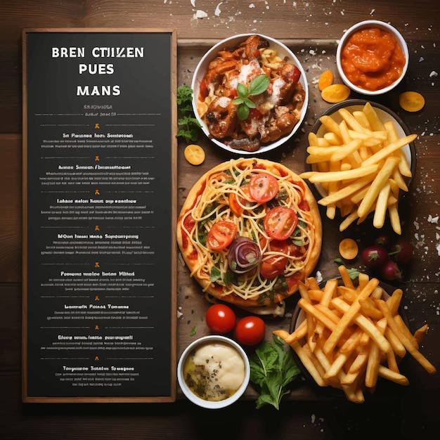 Photo digital restaurant menu vertical format template