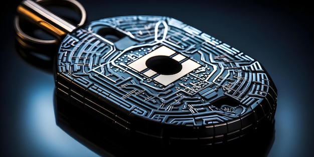 digital security key with abstract binary code elements concept digital security abstract binary code data protection cybersecurity measures encryption technology