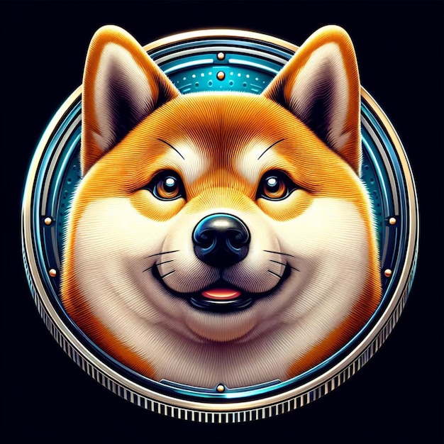 Digital Shiba Inu Coin Artwork AICreated Cryptocurrency Symbol for Financial Projects