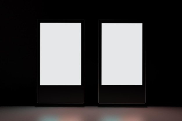 Лицевая сторона цифровых вывесок на темном фоне