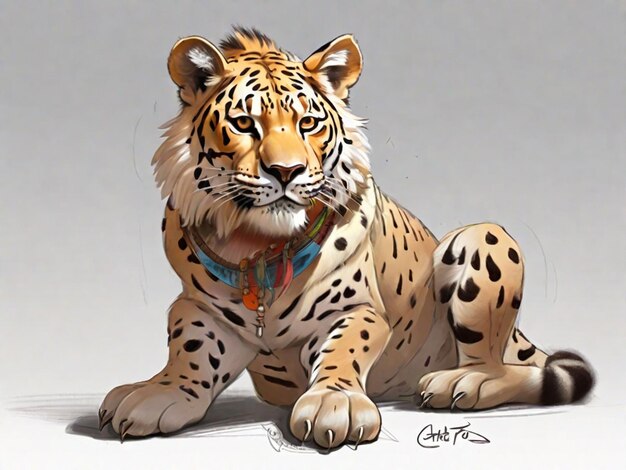a digital sketch of tiger
