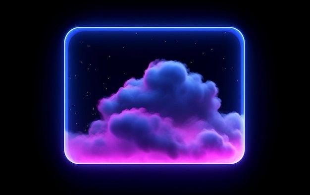 デジタル空 3D 雲が四角い窓を通過 生成 AI