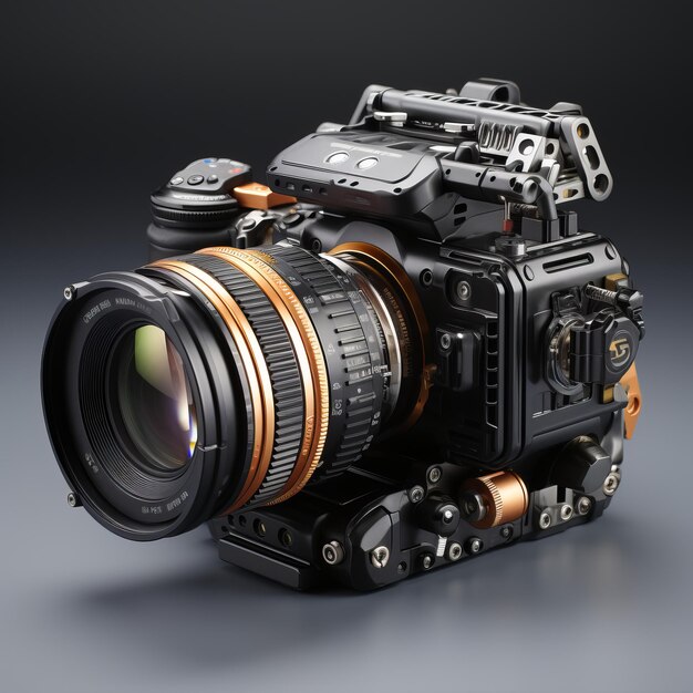 Digital SLR camera on a dark background 3d rendering